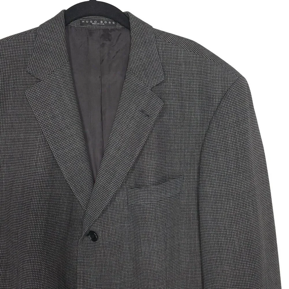 HUGO BOSS Vintage Sport Coat Blazer 44L USA MADE EINSTEIN Virgin Wool UNION MADE